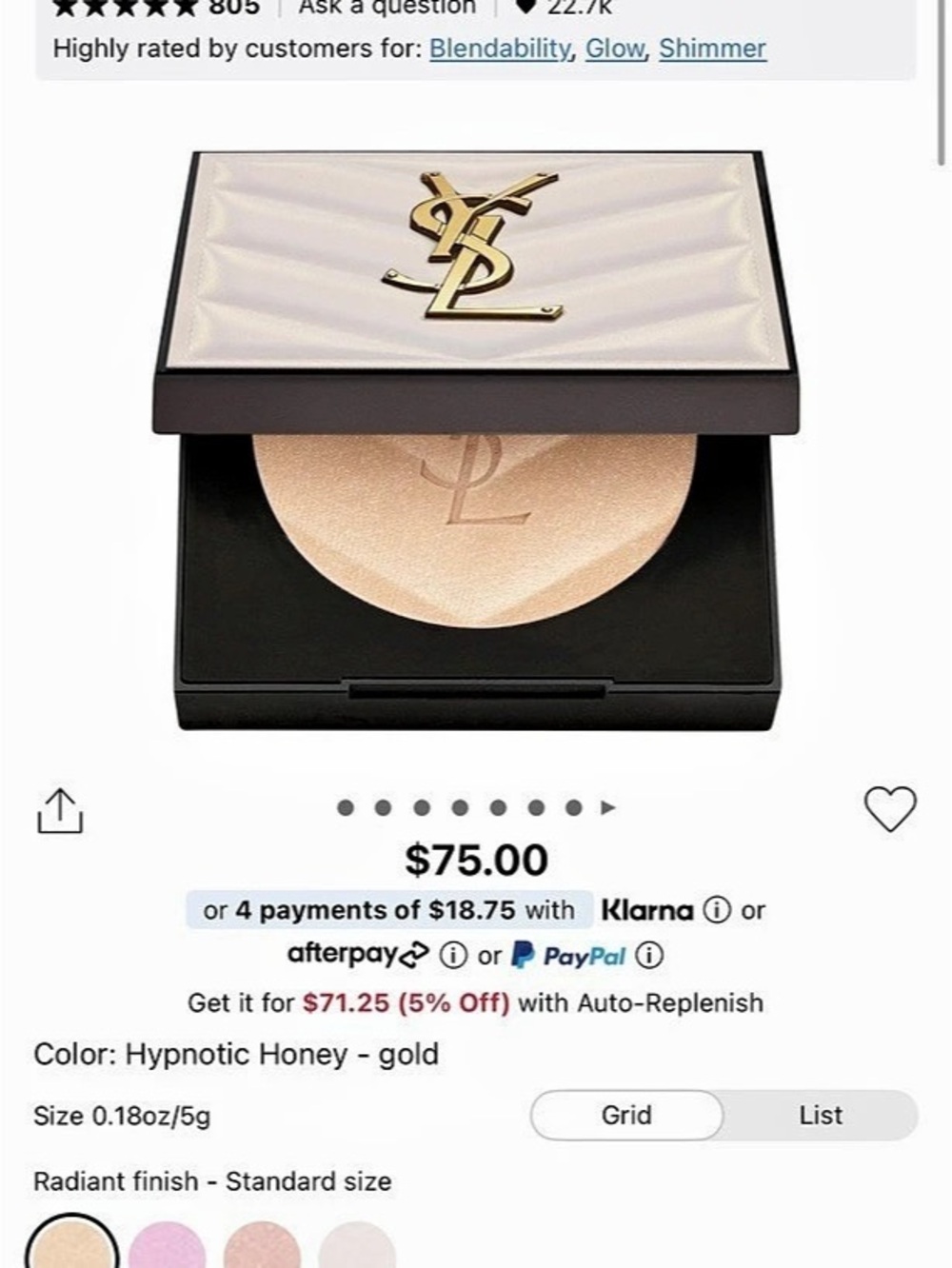 Yves Saint Laurent All Hours Hyper Luminize Powder Highlighter Pink & Gold